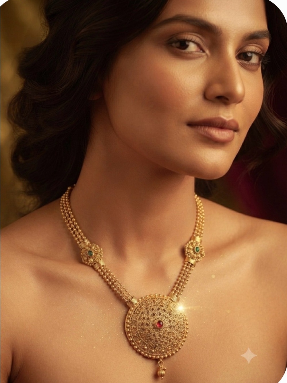 Indian gold-plated Rani Haar long 28” necklace